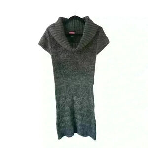 Say What? Women's Cowl Neck Grey Short Sleeve Sweater Dress‎ Size Small